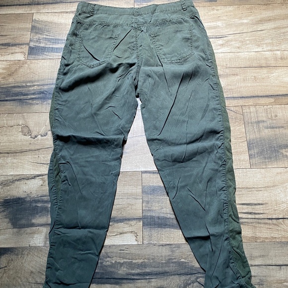 Zara Trafaluc Army Green Loose Trousers w/ Mesh Side Stripe Size 6 - Picture 6 of 13